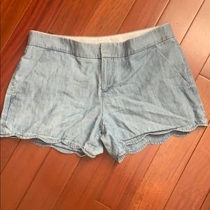 Club Monaco Chambray Scalloped Shorts